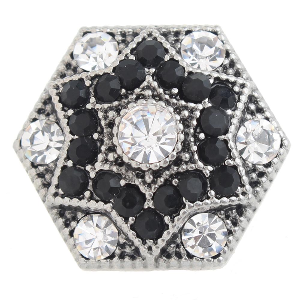 Hexagram with black and white rhinestone 20mm Snap Button