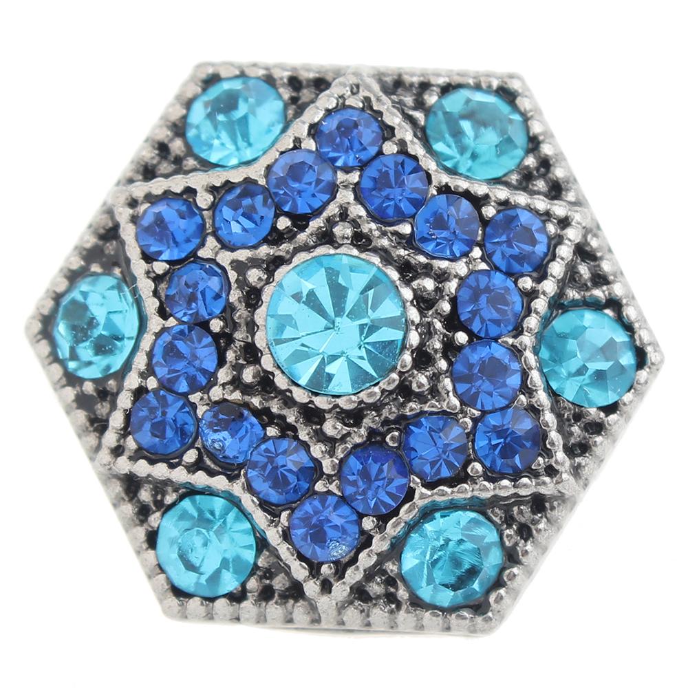 Hexagram with blue rhinestone 20mm Snap Button