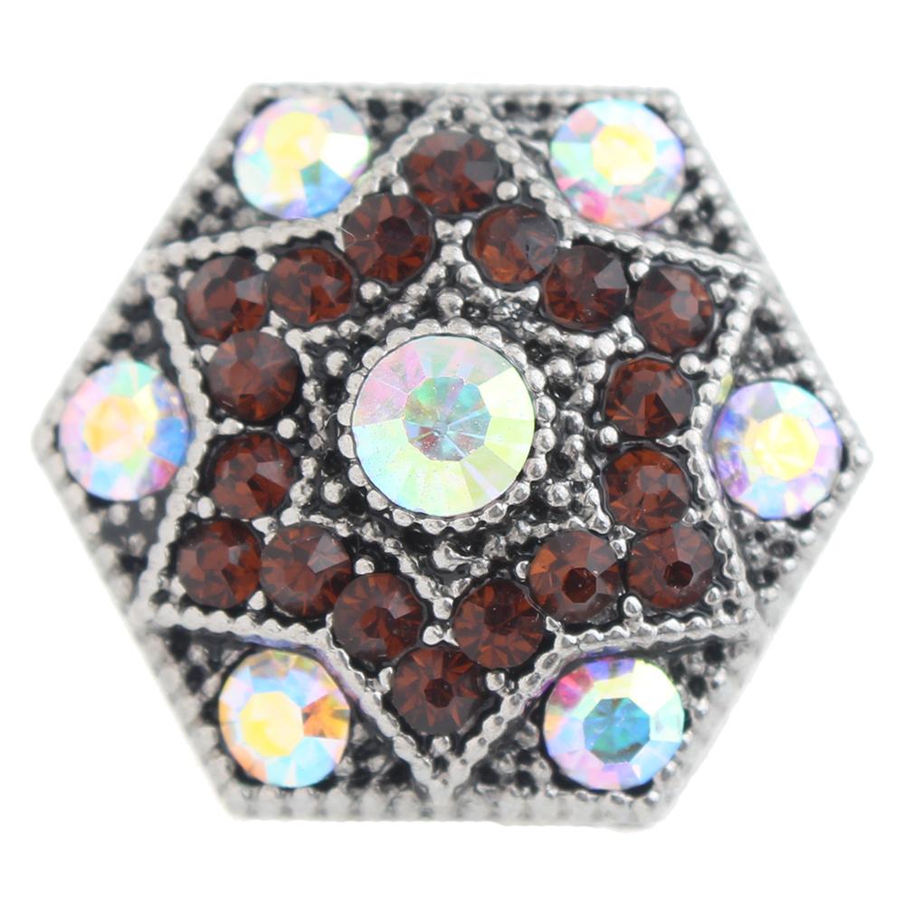 Hexagram with coffee rhinestone 20mm Snap Button