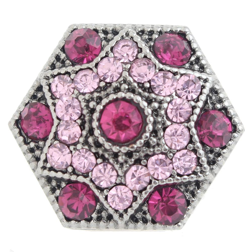 Hexagram with pink rhinestone 20mm Snap Button