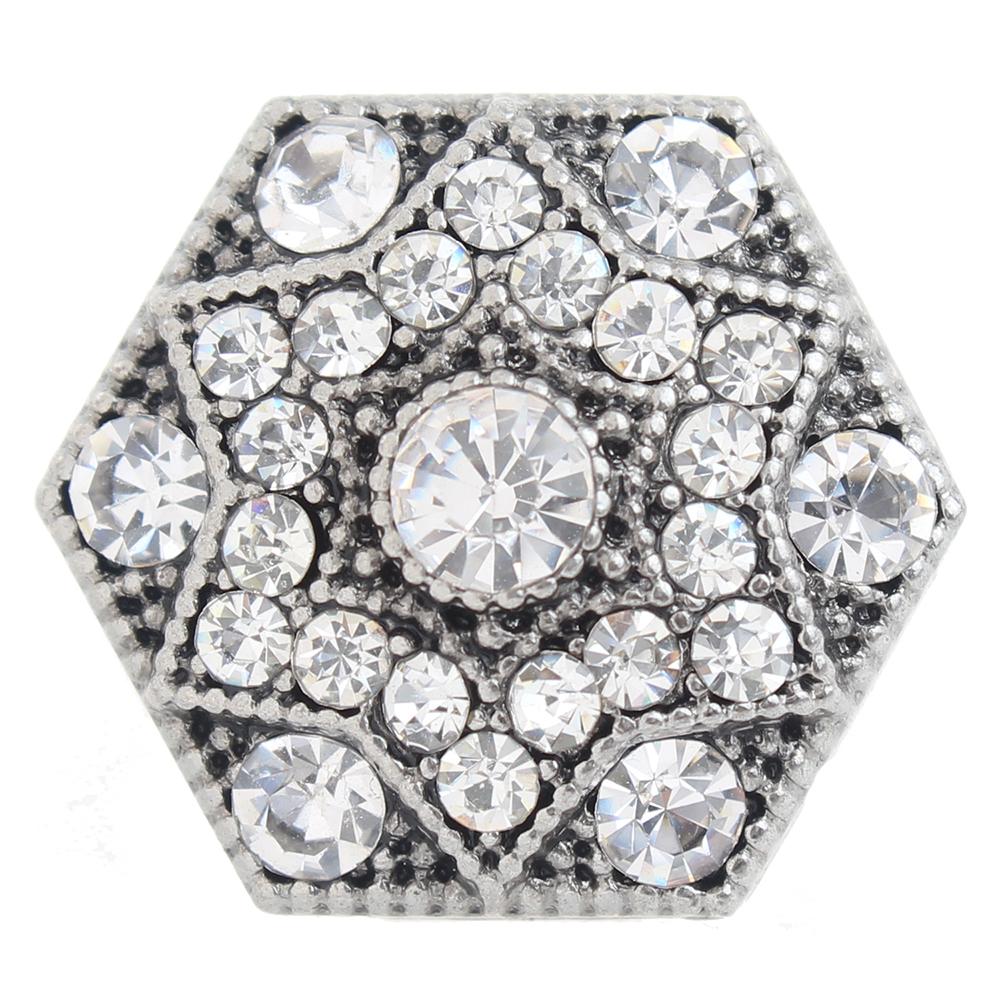 Hexagram with white rhinestone 20mm Snap Button