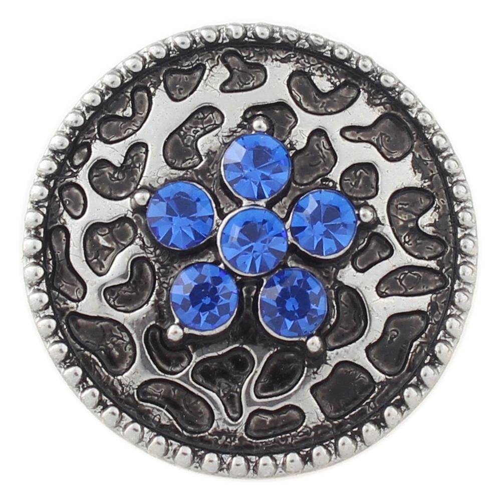 Antique pattern with blue rhinestone 20mm Snap Button
