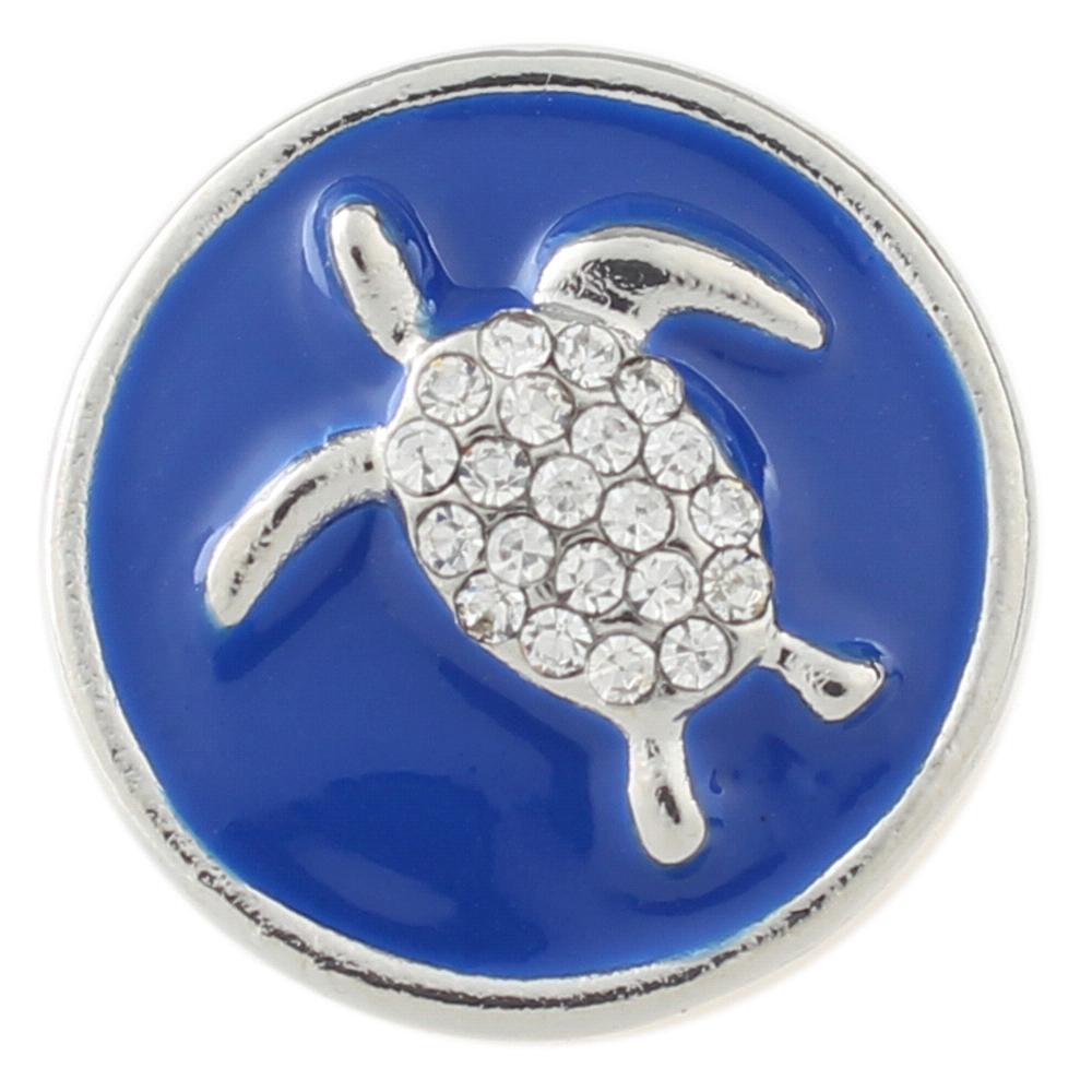 Turtle with blue enamel 20mm Snap Button