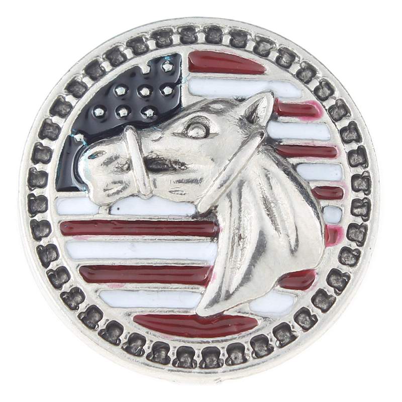 National flag horse snap with white rhinestone snaps jewelry