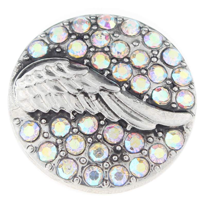 Wing snap with white rhinestone snaps jewelry