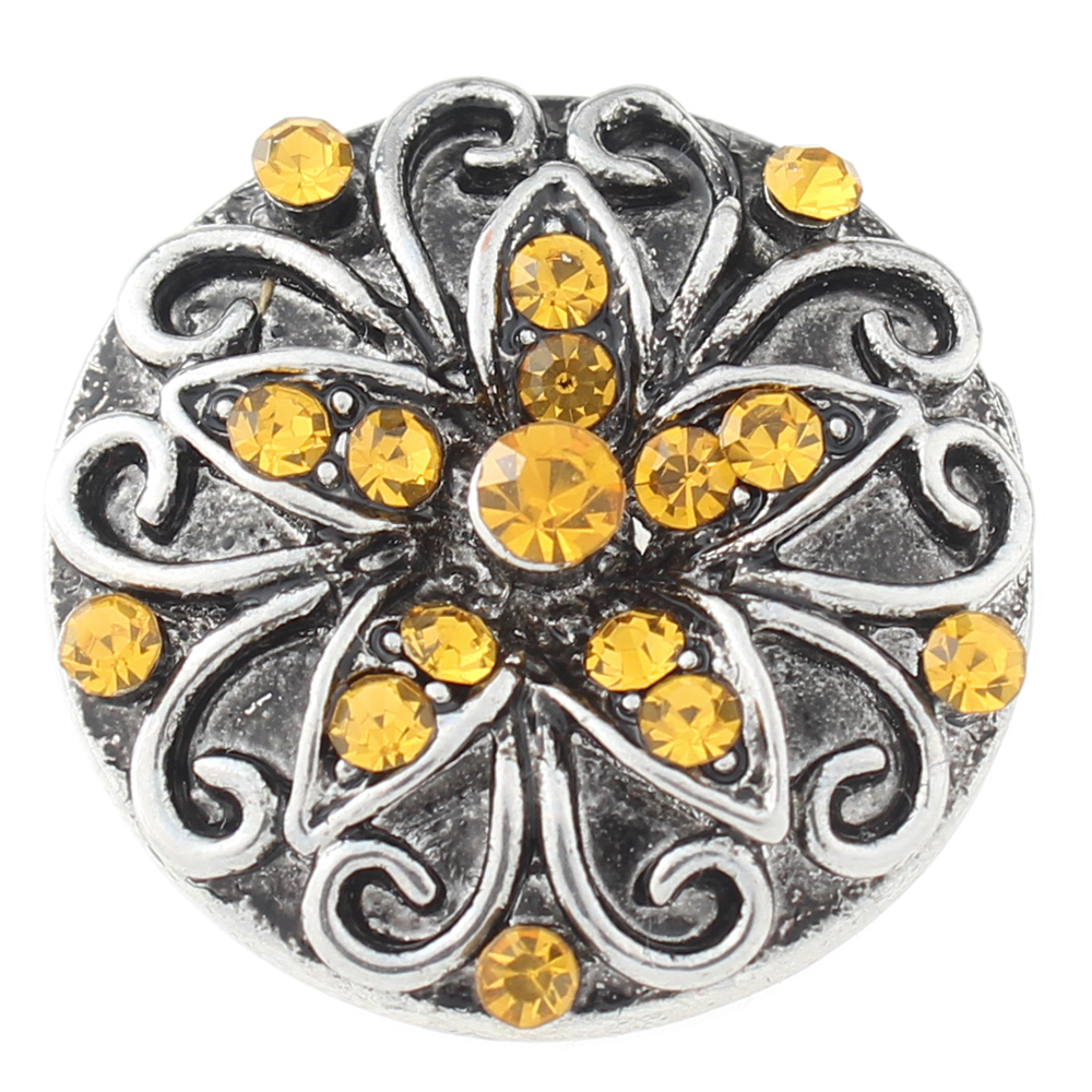 Yellow rhinestone 20mm Snap Button