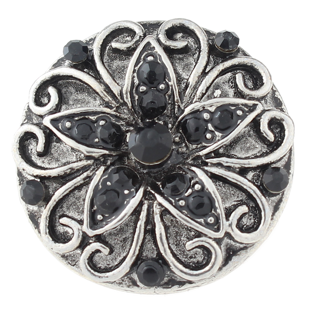 Black rhinestone 20mm Snap Button