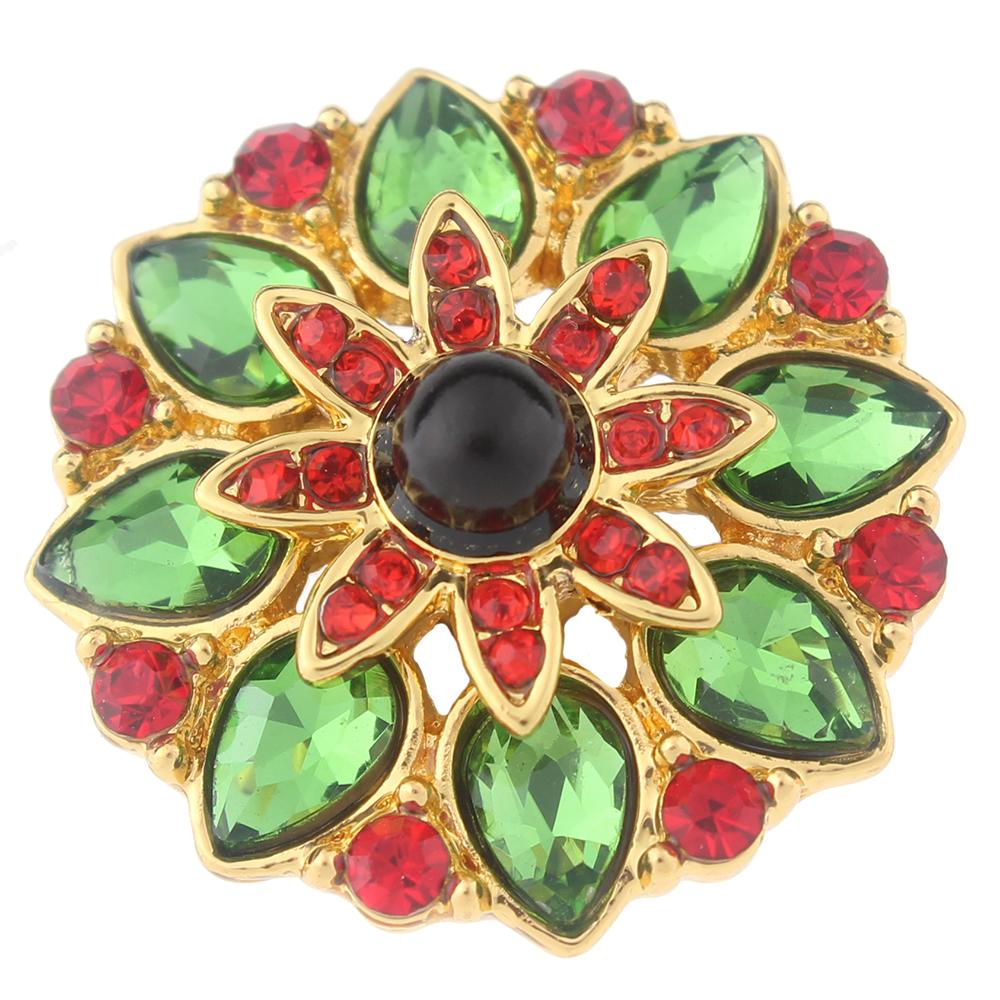 Colorful crystal Gold-plated 20mm Snap Button