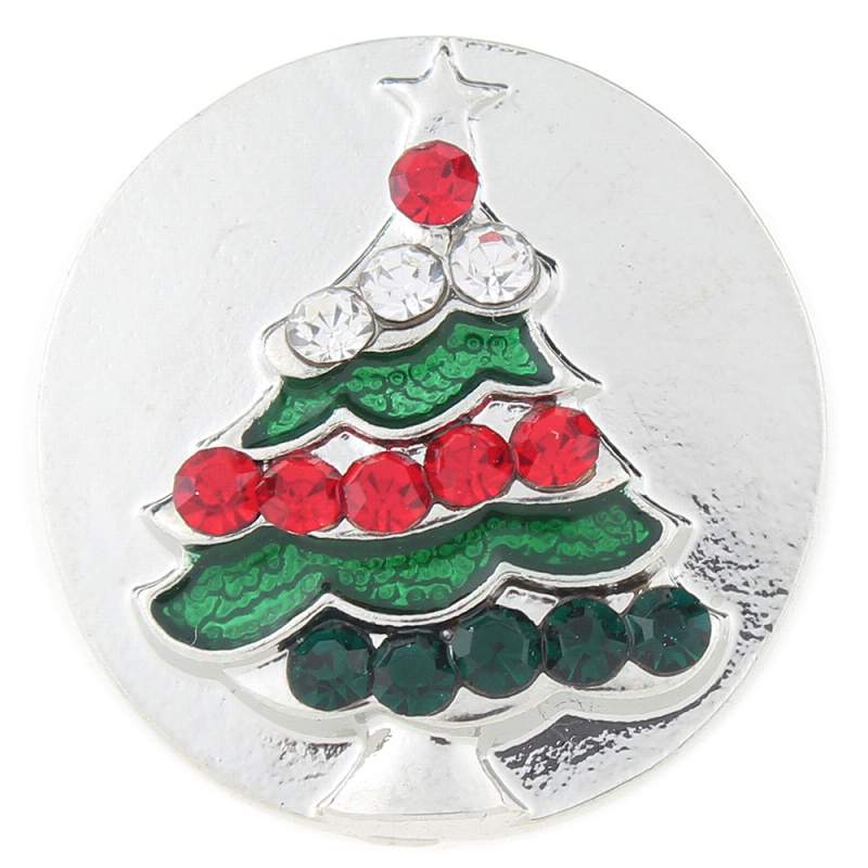 Christmas tree snaps with rhinestone 20mm Snap Button