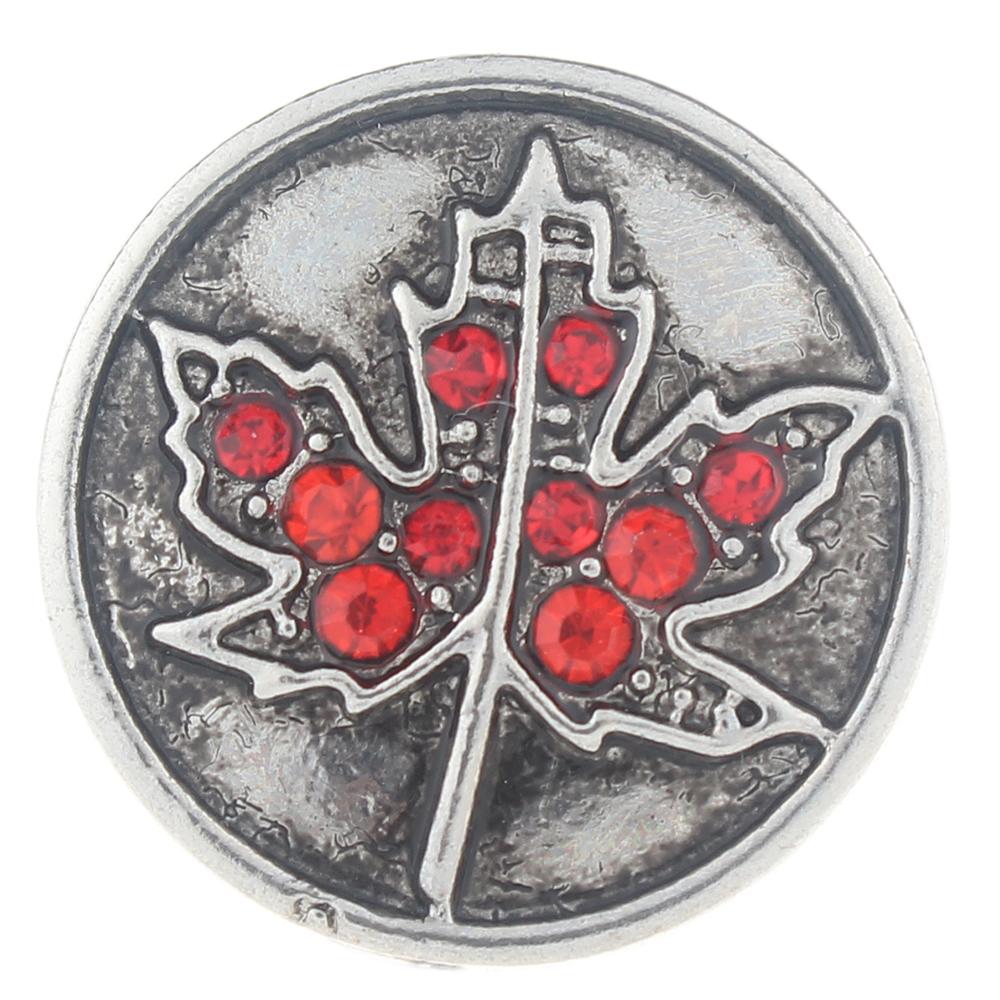 20MM Maple leaf snaps with rhinestone 20mm Snap Button
