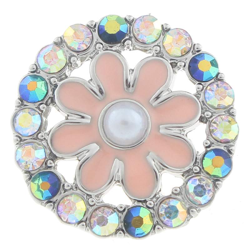 20MM flower snaps with rhinestone Snap Button