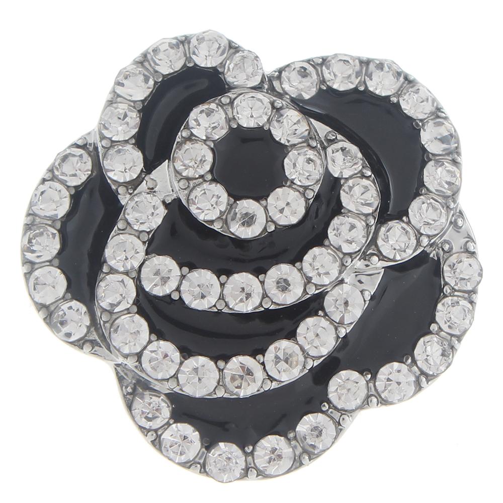 20mm rose Snap Button with rhinestone
