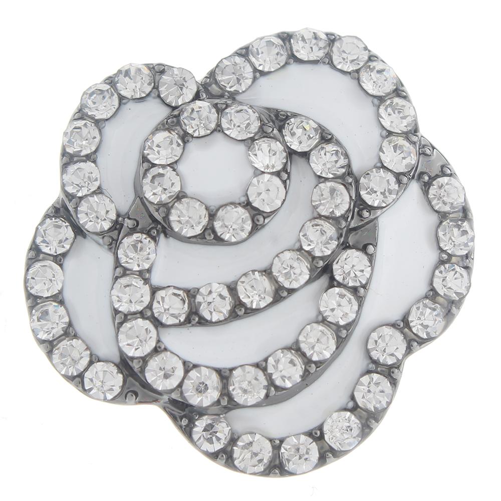 20mm rose Snap Button with rhinestone