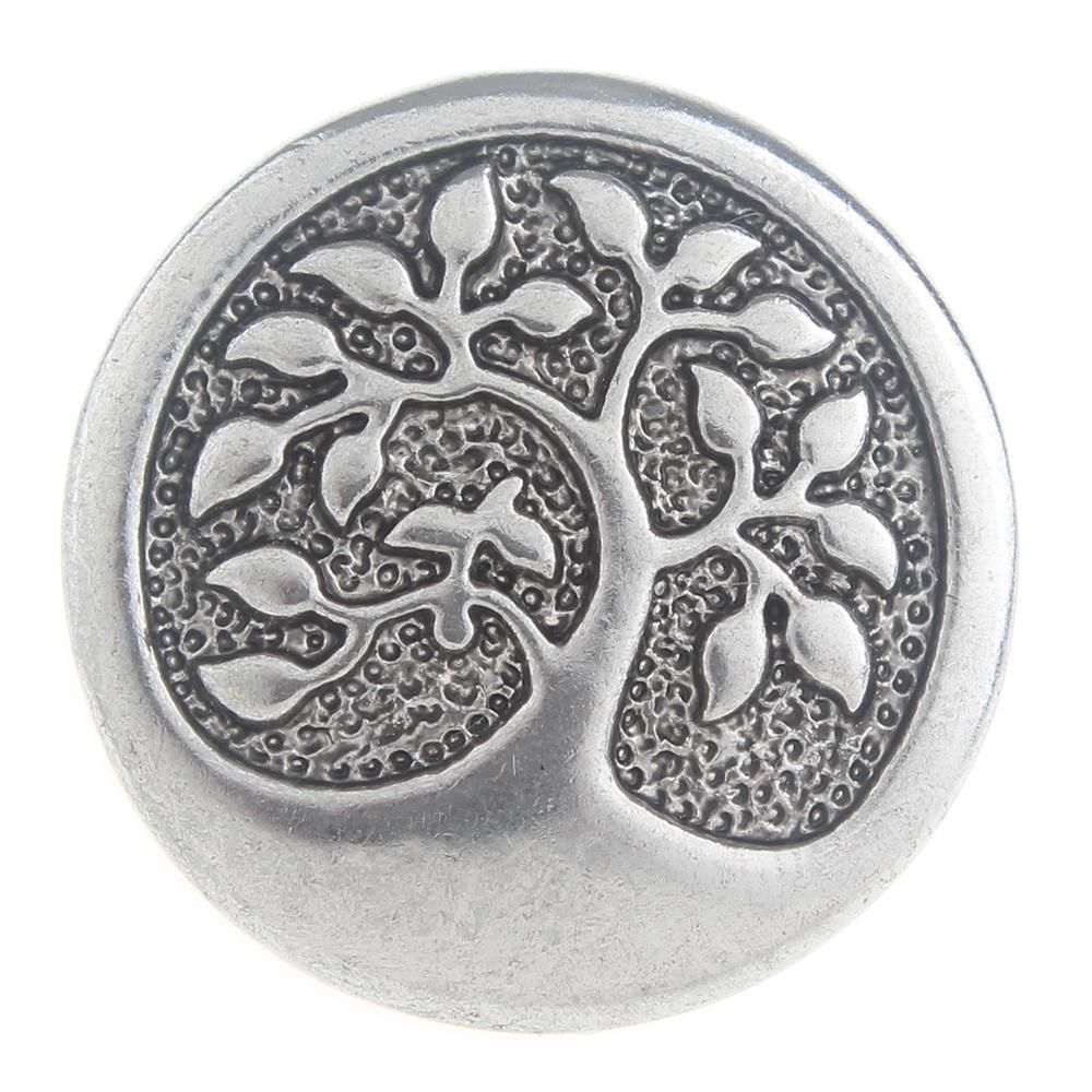 20mm family-tree Snap Button plated sliver