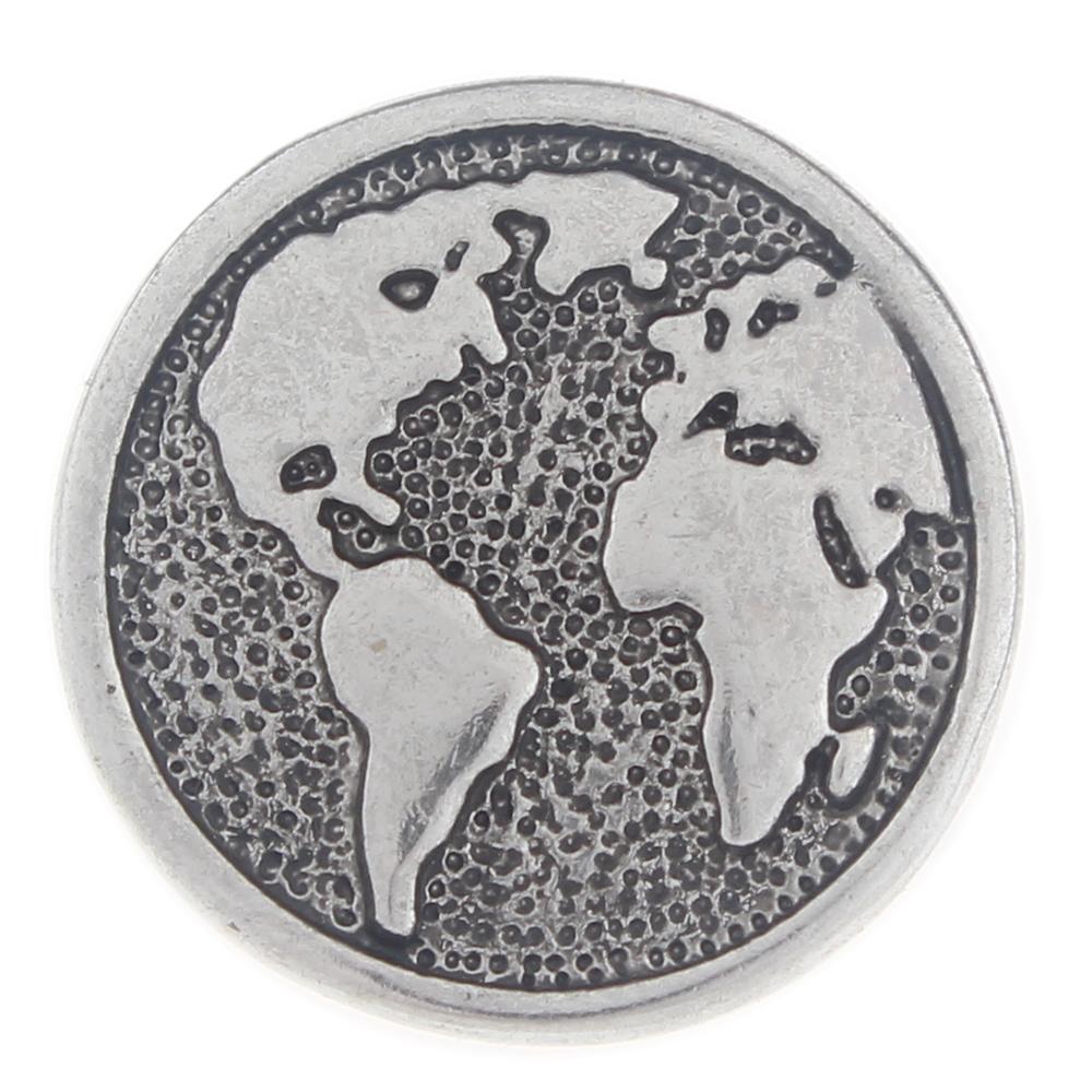 20mm map Snap Button plated sliver