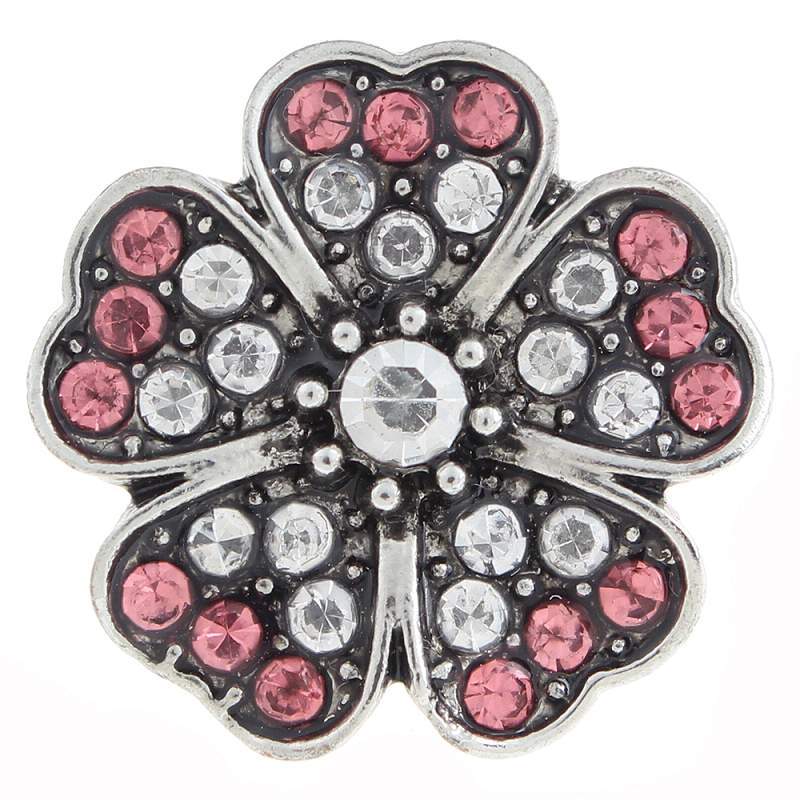 20mm flower Snap Button with rhinestone