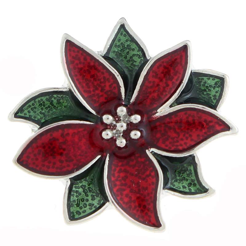 20mm Christmas flower Snap Button with rhinestone
