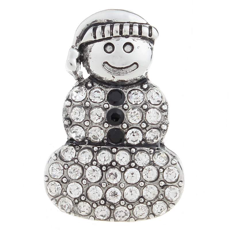 20mm Christmas snowman Snap Button with rhinestone