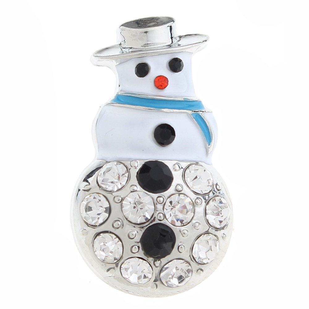 20mm Christmas snowman Snap Button with rhinestone