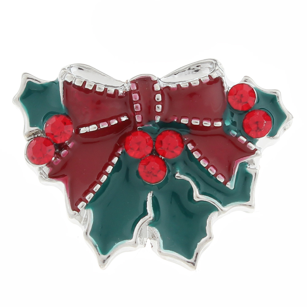 20mm Christmas flower Snap Button with rhinestone