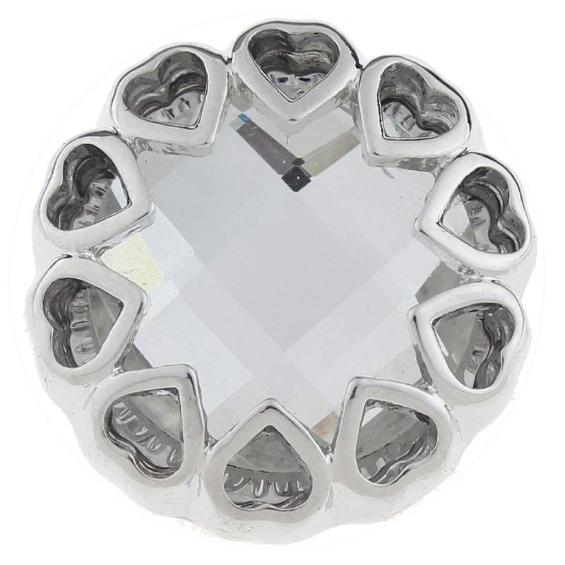20mm heart Snap Button with white glass