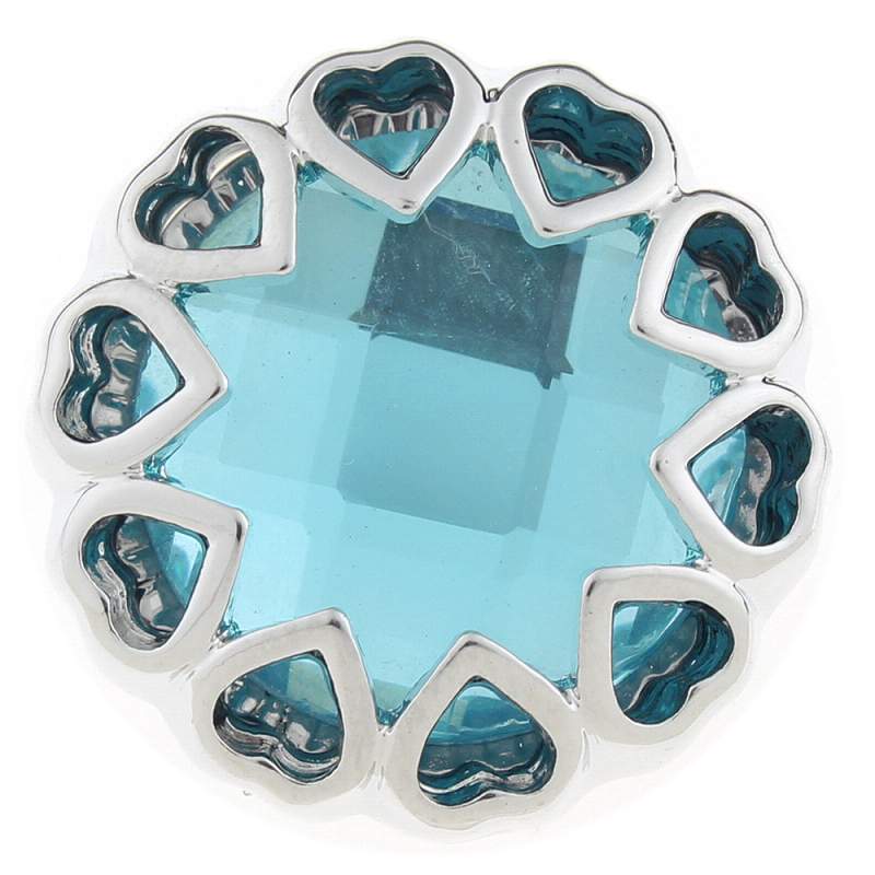 20mm heart Snap Button with blue glass