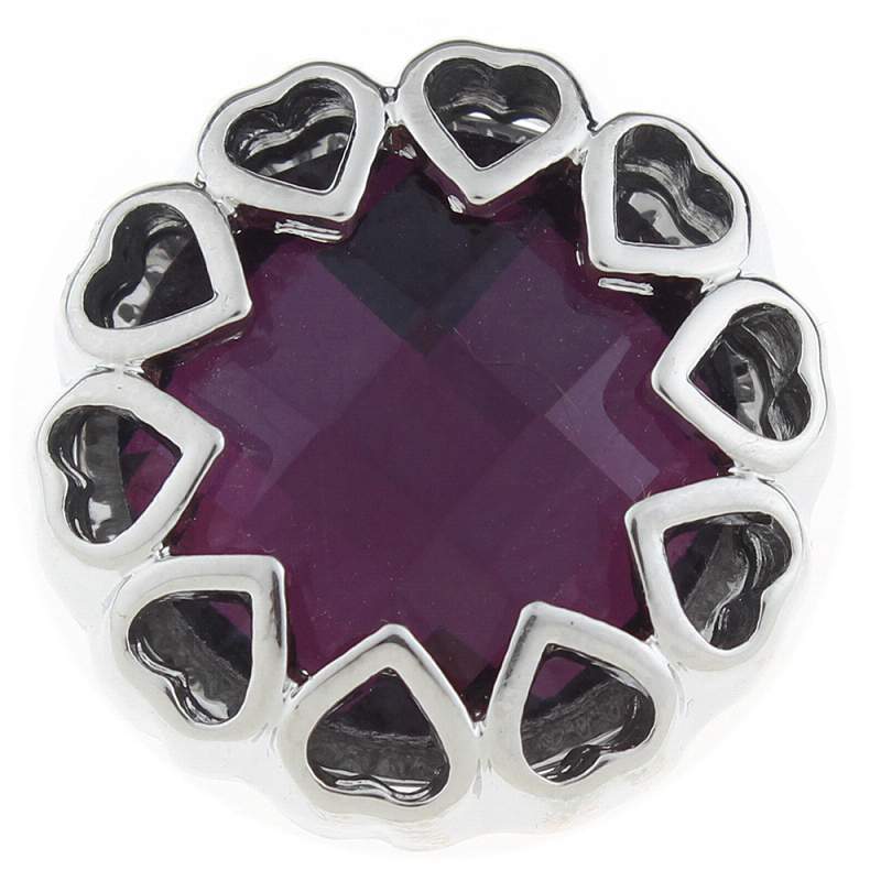 20mm heart Snap Button with purple glass