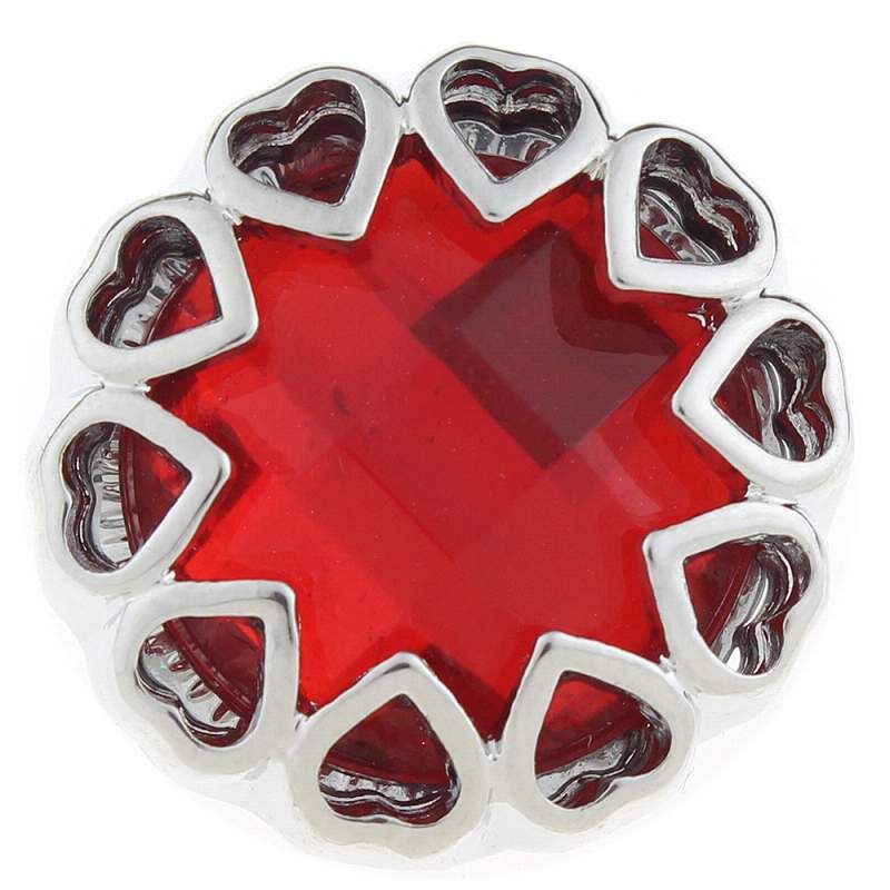 20mm heart Snap Button with red glass