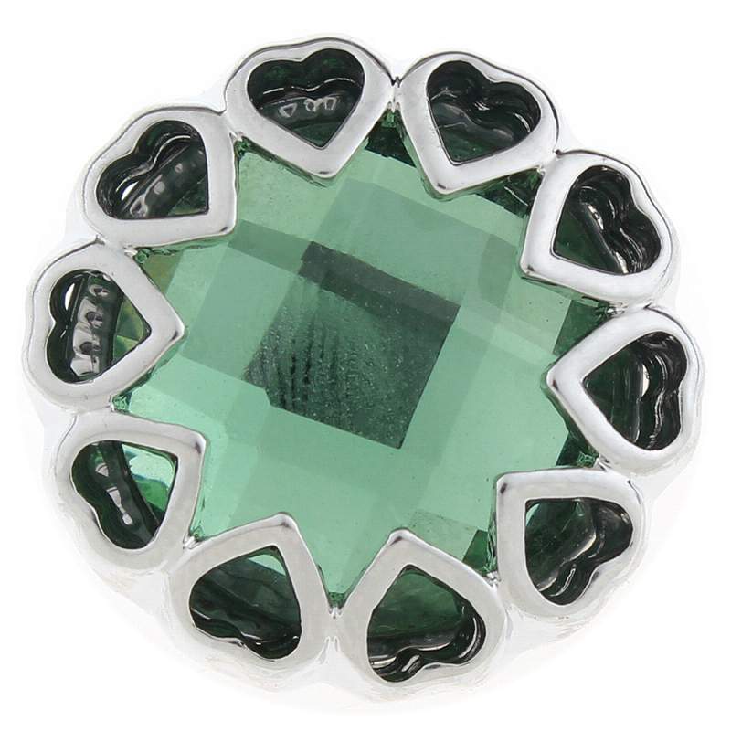 20mm heart Snap Button with green glass