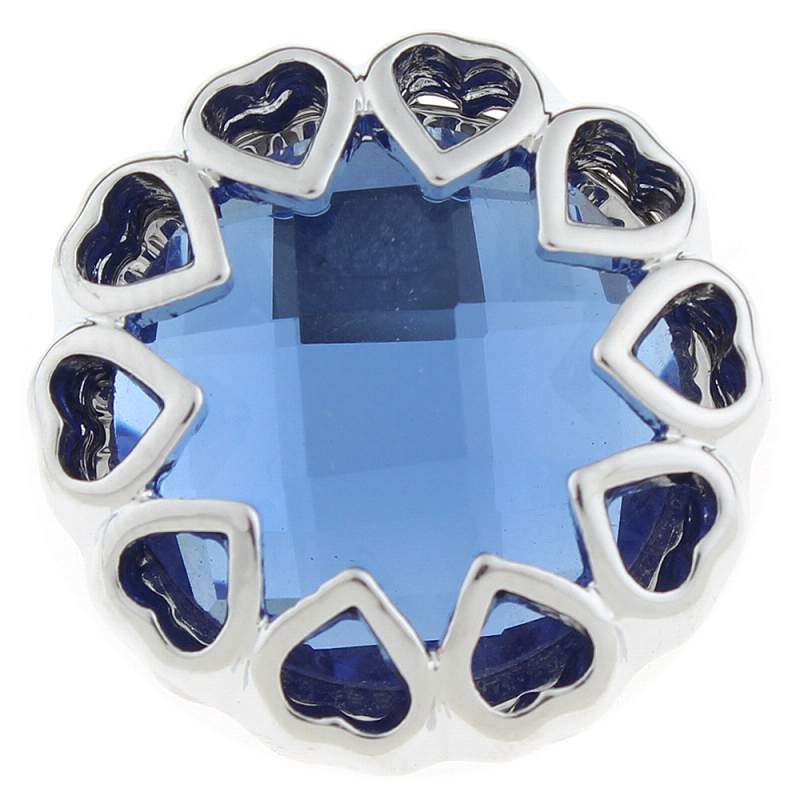 20mm heart Snap Button with blue glass