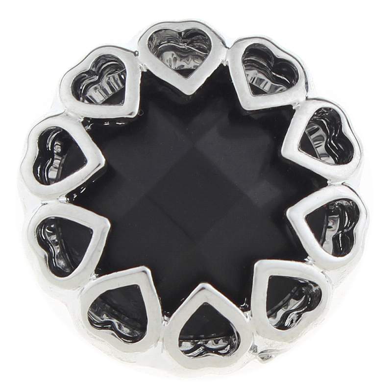 20mm heart Snap Button with black glass