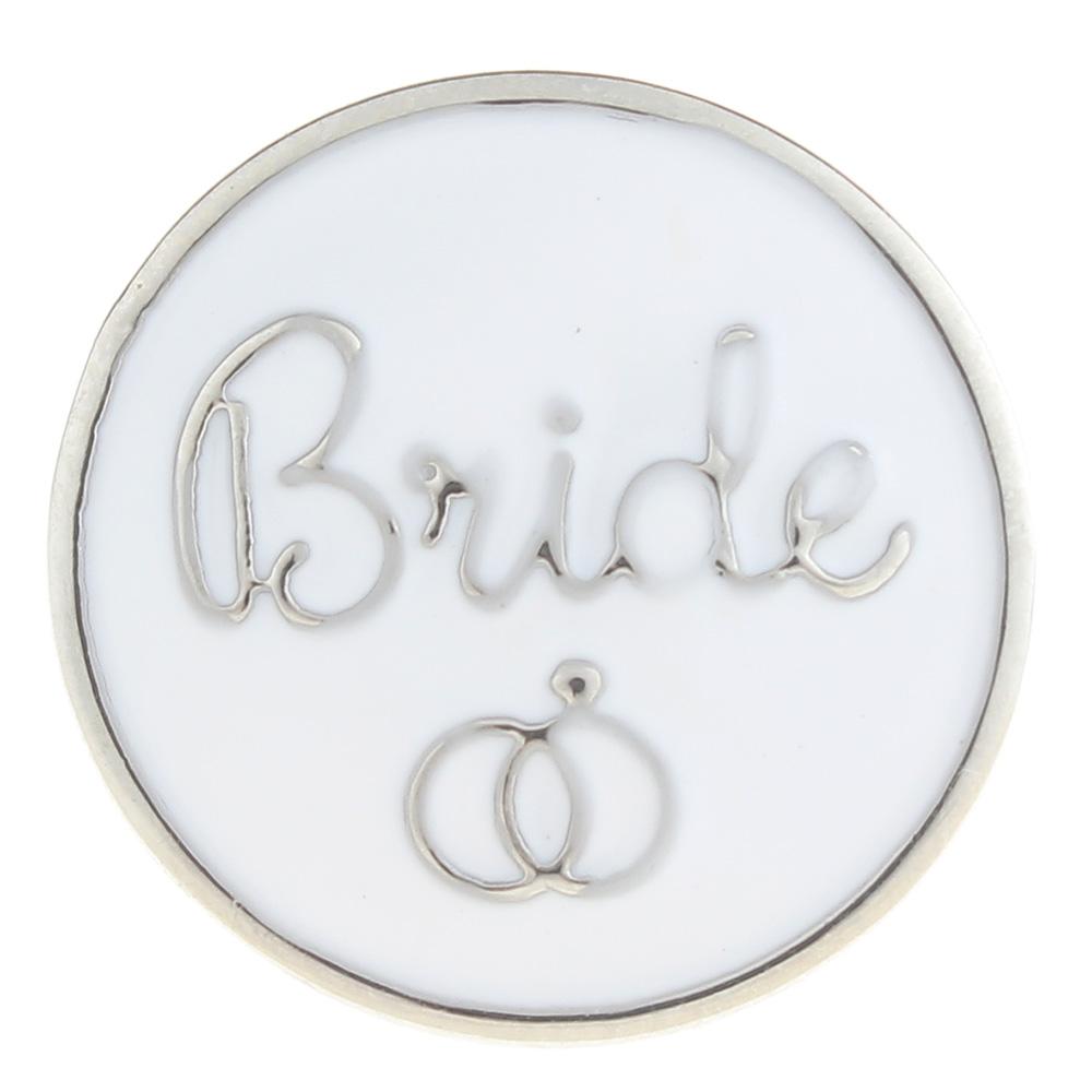20mm bride Snap Button plated sliver with enamel