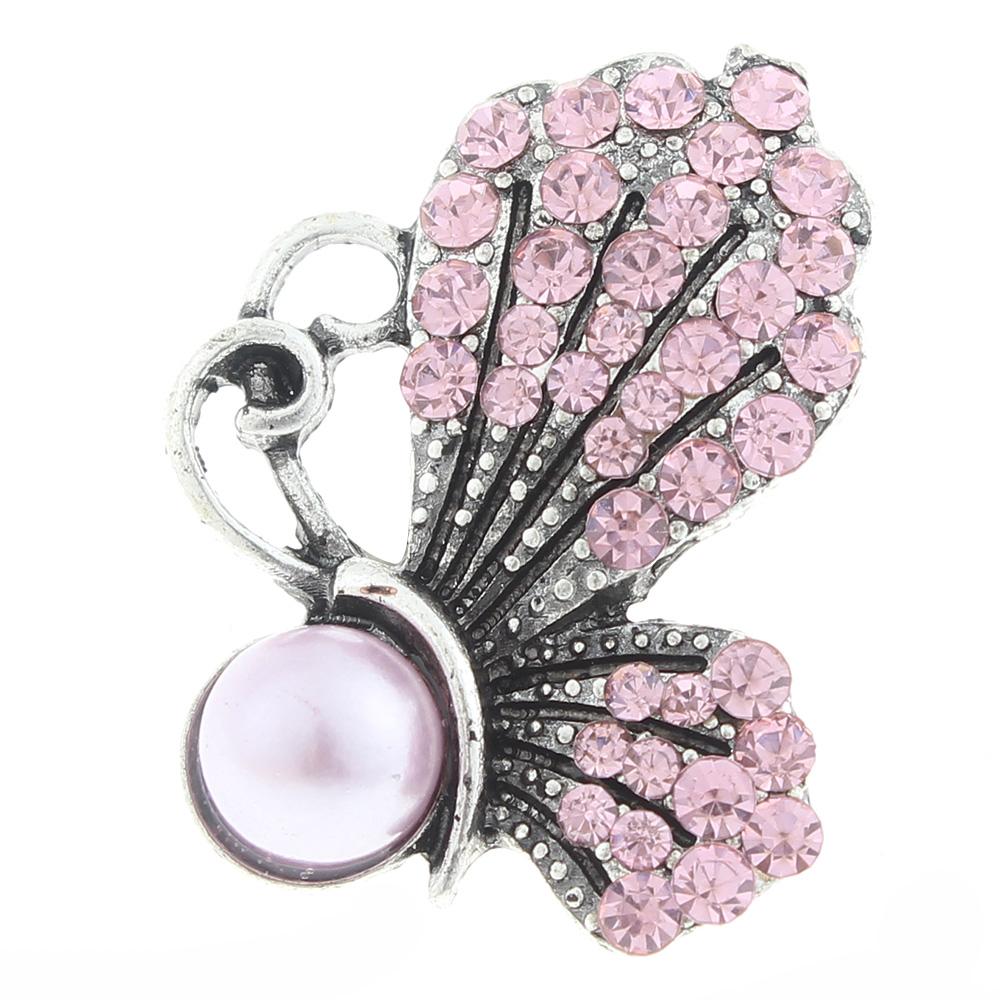 20mm butterfly Snap Button with rhinestone