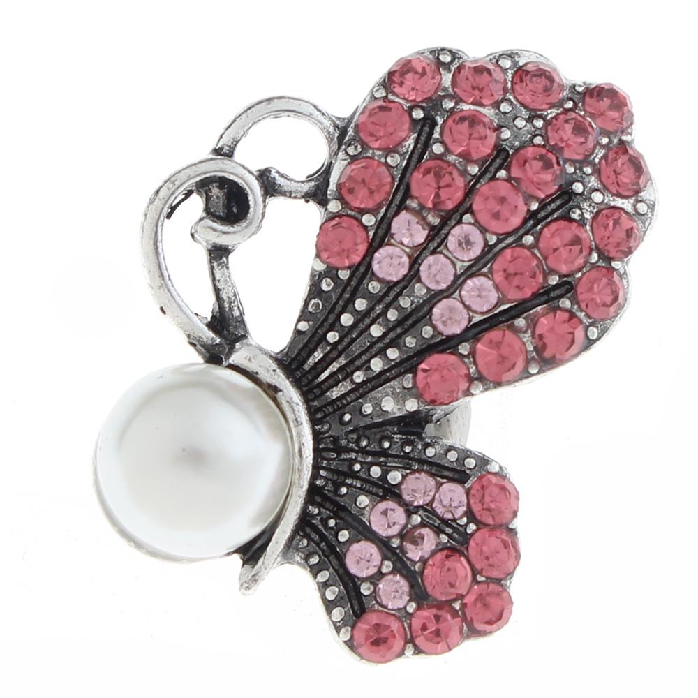 20mm butterfly Snap Button with rhinestone