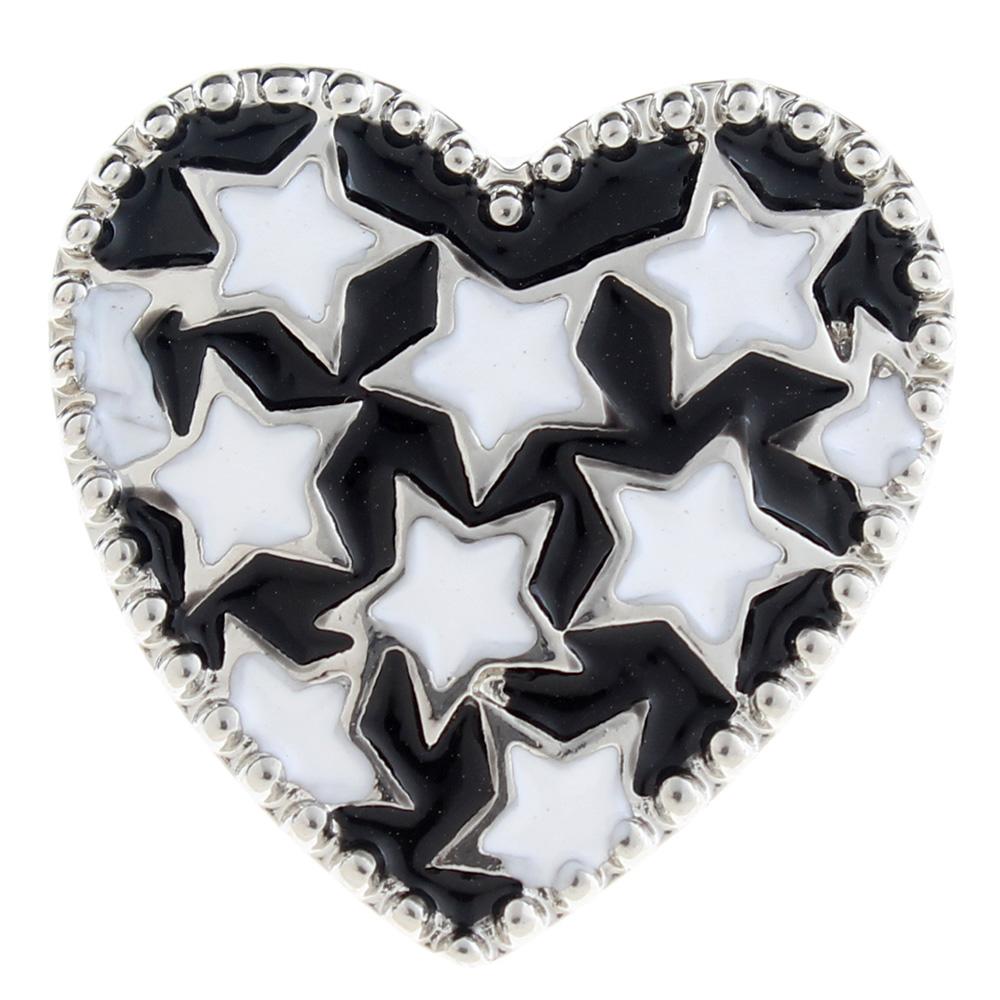 20mm heart Snap Button plated sliver with enamel