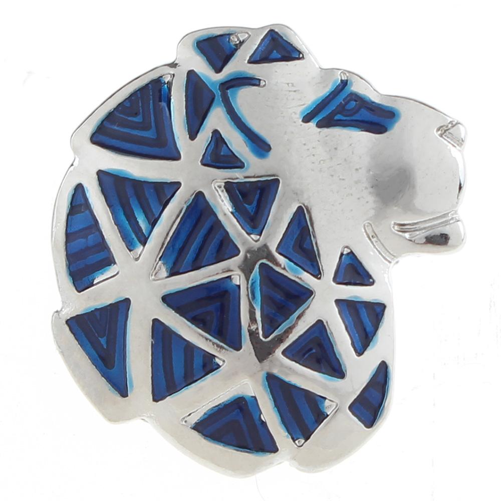 20mm lion Snap Button plated sliver with enamel