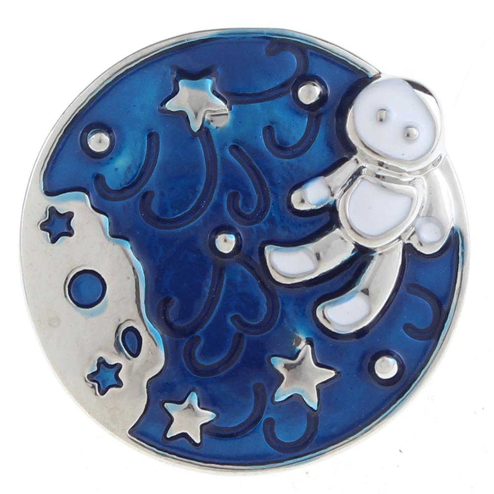 20mm astronaut Snap Button plated sliver with enamel