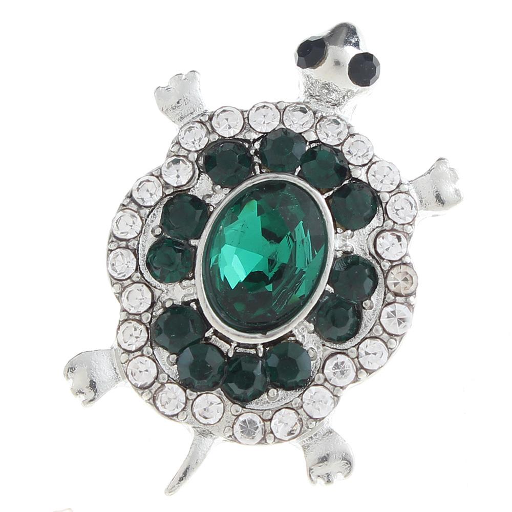 20mm tortoise Snap Button plated sliver with rhinestone