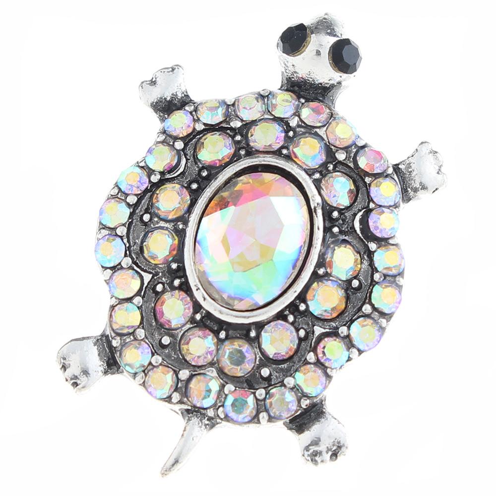 20mm tortoise Snap Button plated sliver with rhinestone