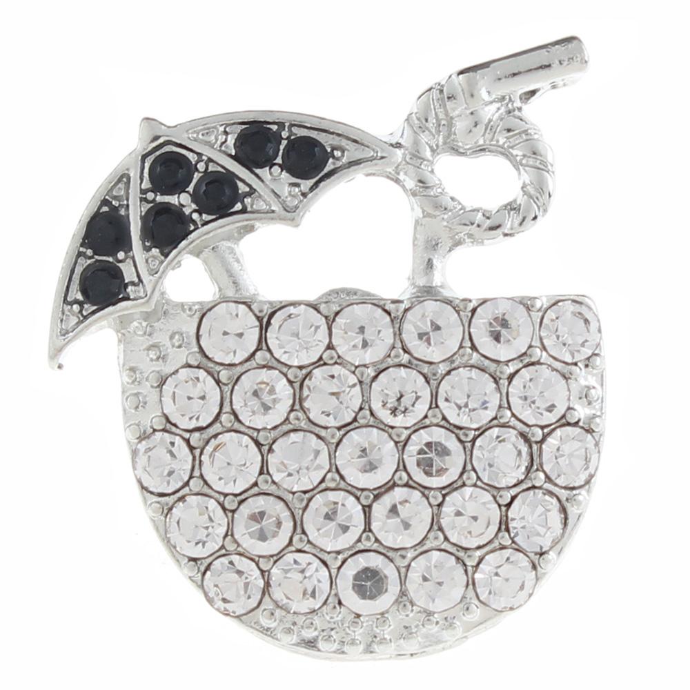 20mm Drink Snap Button plated sliver with rhinestone