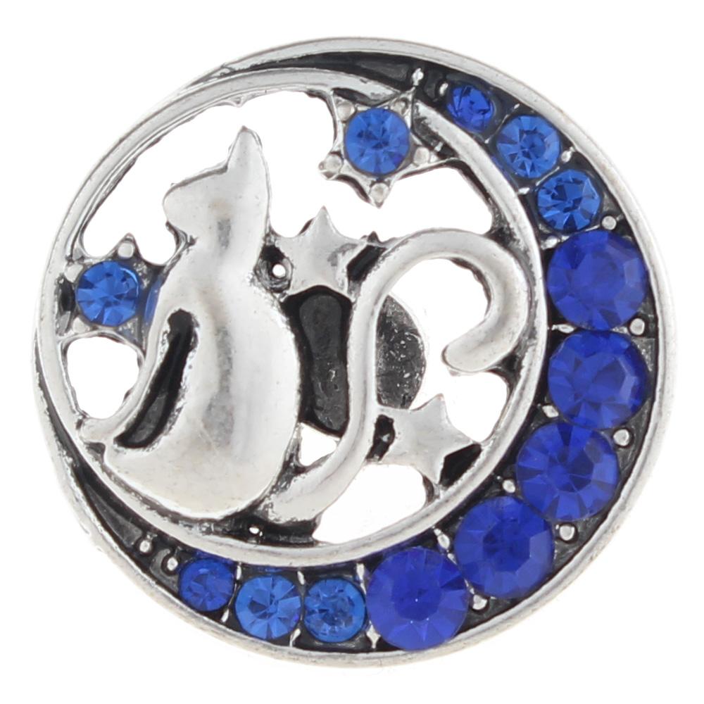 20mm CAT Snap Button plated sliver with rhinestone