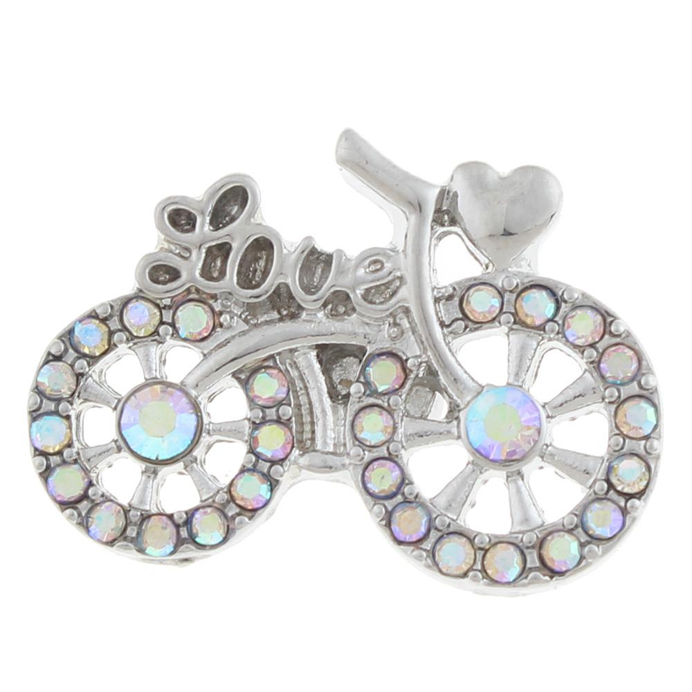20mm bicycle Snap Button plated sliver with rhinestone