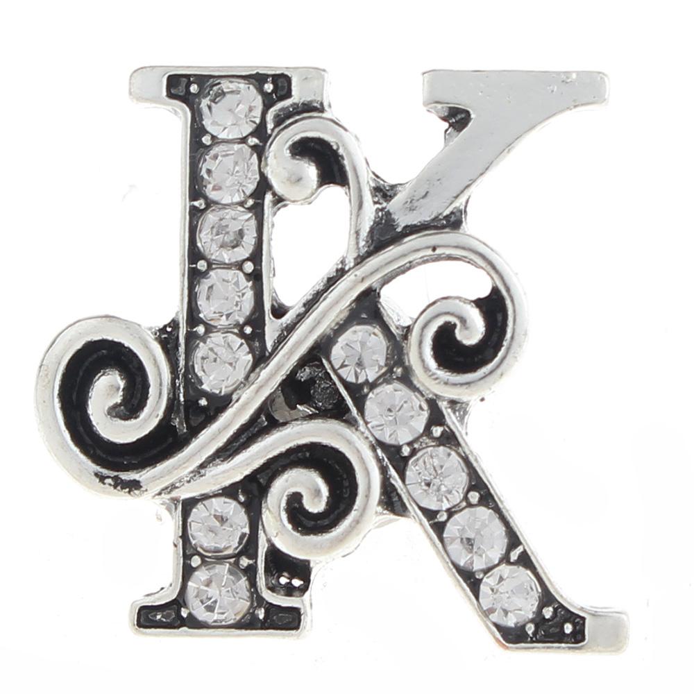 20mm K Snap Button plated sliver with rhinestone