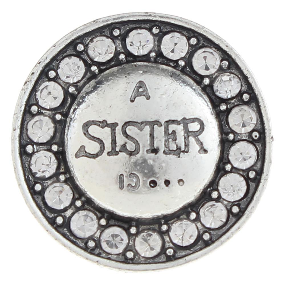 20mm sister Snap Button plated sliver with rhinestone