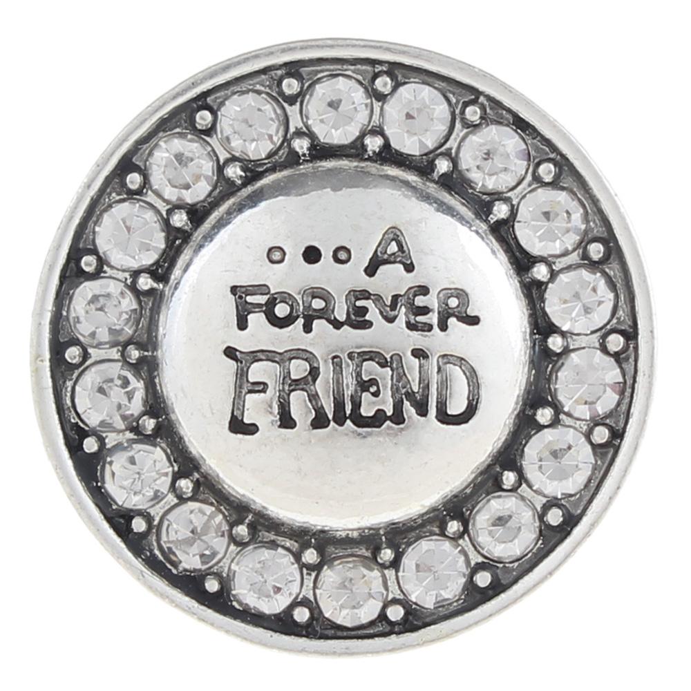 20mm friend Snap Button plated sliver with rhinestone