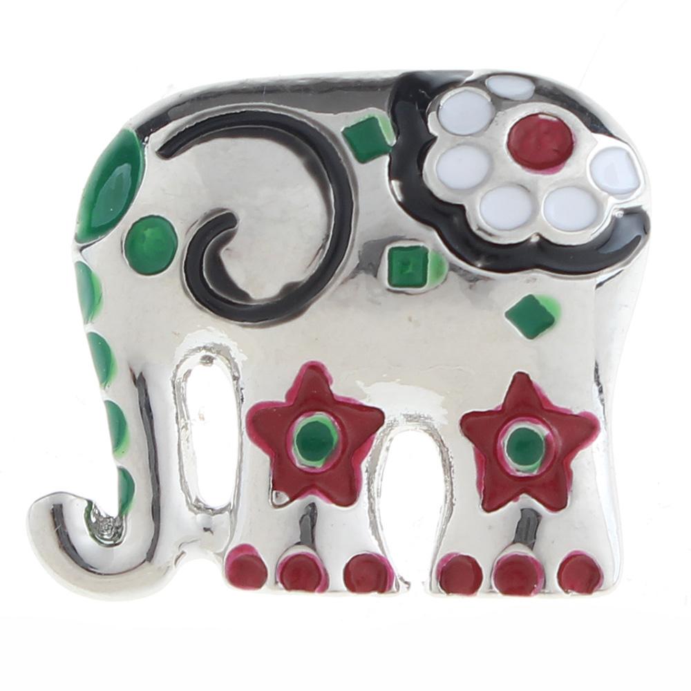 20mm elephant Snap Button plated sliver with rhinestone