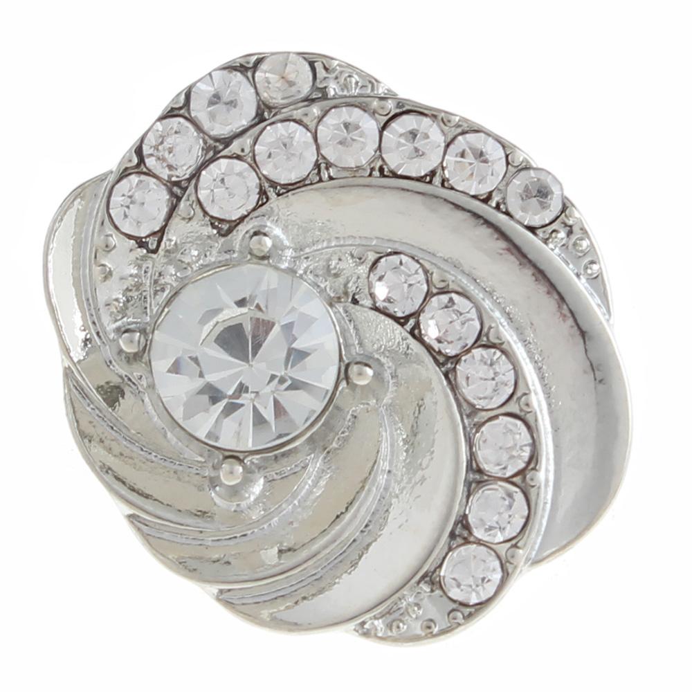 20mm design  Snap Button plated sliver with rhinestone