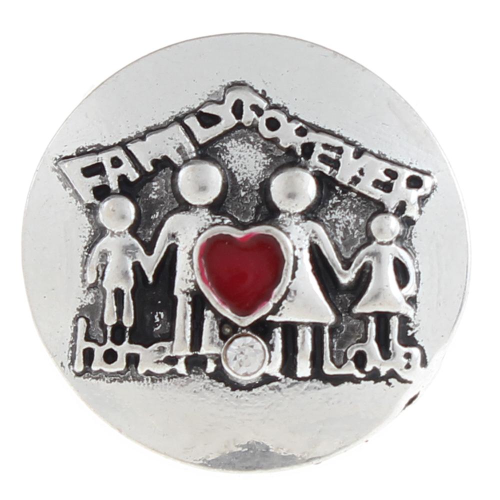 20mm family Snap Button plated sliver with enamel