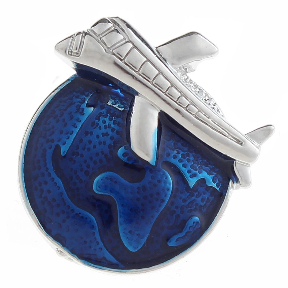 20mm airplane Snap Button plated sliver with enamel