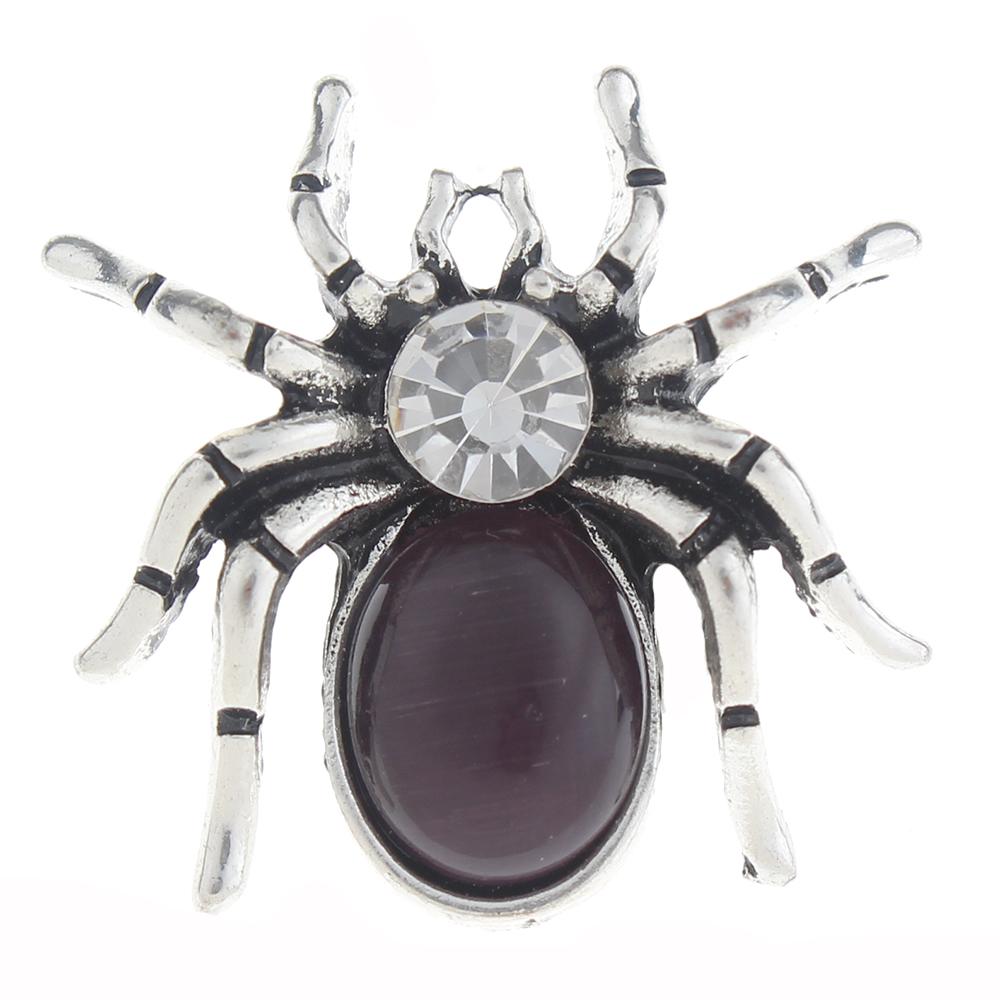 20mm spider Snap Button plated sliver with rhinestone